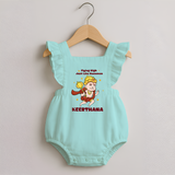 Flying High Just Like Hanuman – Personalized   Romper Frock - MINT GREEN - 0 - 3 Months Old (Chest 19")