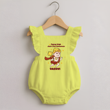 Flying High Just Like Hanuman – Personalized   Romper Frock - PASTEL YELLOW - 0 - 3 Months Old (Chest 19")