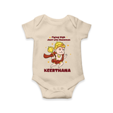 Flying High Just Like Hanuman Romper | Custom Baby Romper for Hanuman Festival - IVORY - New Born (Chest 14")