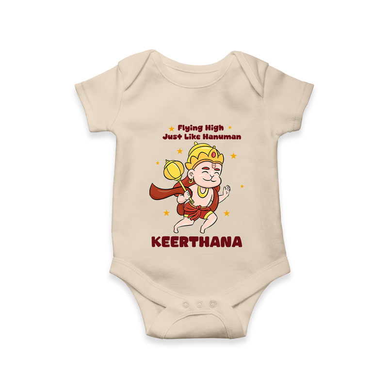 Flying High Just Like Hanuman Romper | Custom Baby Romper for Hanuman Festival - IVORY - New Born (Chest 14")