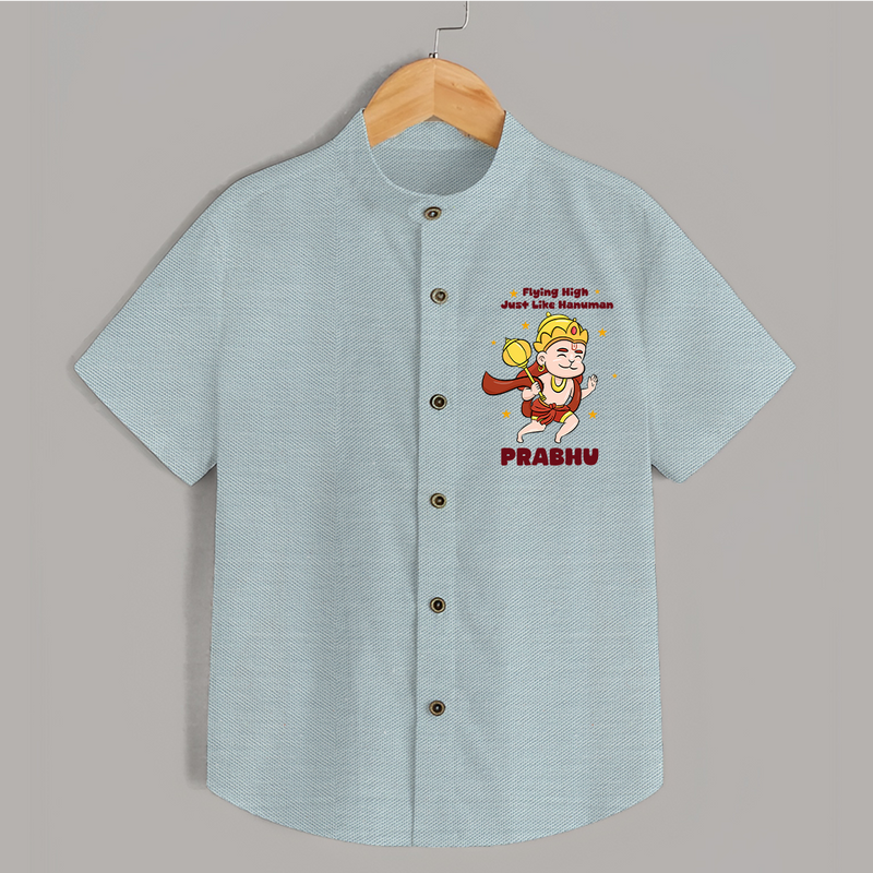 Flying High Just Like Hanuman Shirt | Custom Baby Shirt for Hanuman Festival - ARCTIC BLUE - 0 - 6 Months Old (Chest 23")