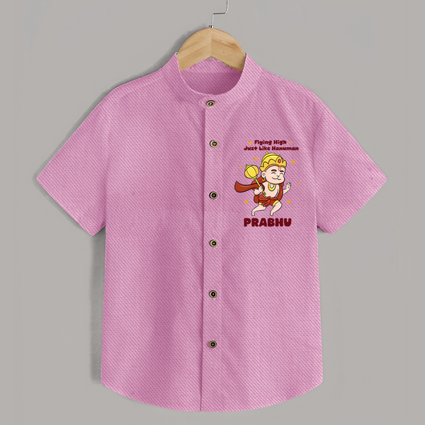 Flying High Just Like Hanuman Shirt | Custom Baby Shirt for Hanuman Festival - BABY PINK - 0 - 6 Months Old (Chest 23")