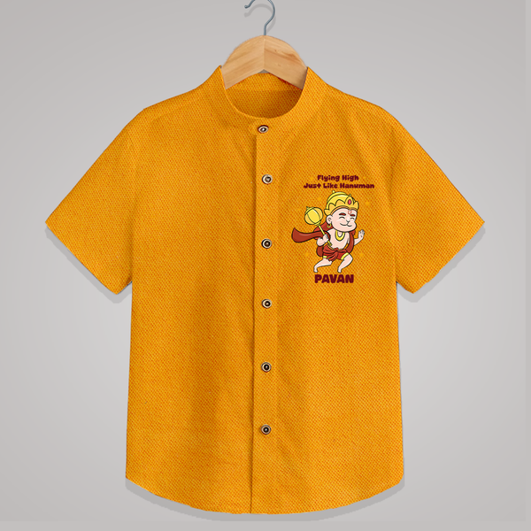 Flying High Just Like Hanuman – Personalized   Shirt - CHROME YELLOW - 0 - 6 Months Old (Chest 23")