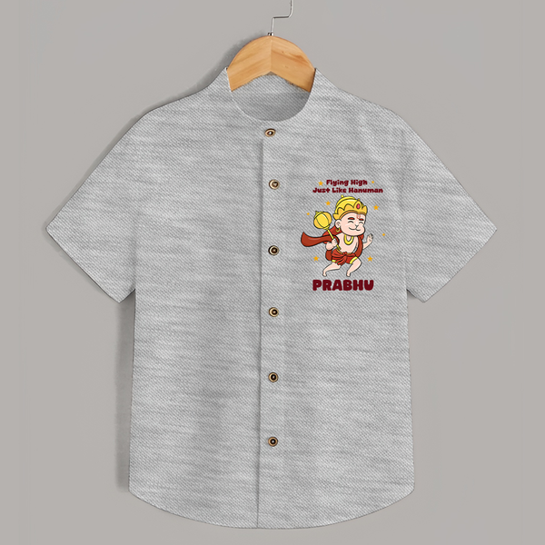 Flying High Just Like Hanuman – Personalized   Shirt - GREY - 0 - 6 Months Old (Chest 23")
