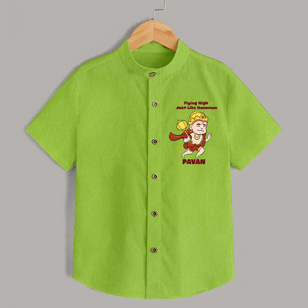 Flying High Just Like Hanuman – Personalized   Shirt - LIME GREEN - 0 - 6 Months Old (Chest 23")