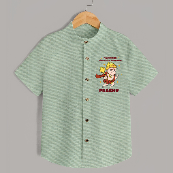 Flying High Just Like Hanuman Shirt | Custom Baby Shirt for Hanuman Festival - MINT GREEN - 0 - 6 Months Old (Chest 23")