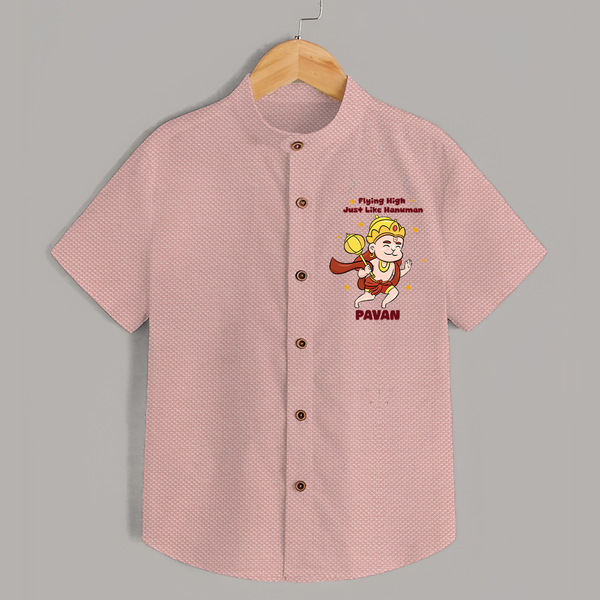 Flying High Just Like Hanuman – Personalized   Shirt - PEACH - 0 - 6 Months Old (Chest 23")