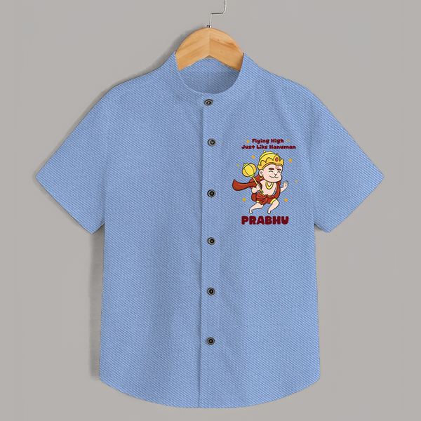 Flying High Just Like Hanuman Shirt | Custom Baby Shirt for Hanuman Festival - SKY BLUE - 0 - 6 Months Old (Chest 23")