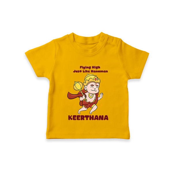 Flying High Just Like Hanuman T-Shirt | Custom Baby T-Shirt for Hanuman Festival - CHROME YELLOW - 0-5 Months Old (Chest 17")