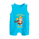 Flying High Just Like Hanuman – Personalized Baby Romper Suit - SKY BLUE - New Born (Chest 18")