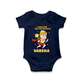 Flying High Just Like Hanuman – Personalized Baby Romper - NAVY BLUE - New Born (Chest 14")