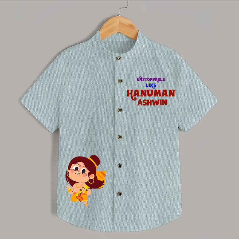 Unstoppable Like Hanuman Shirt | Personalized Baby Shirt for Hanuman Devotees - ARCTIC BLUE - 0 - 6 Months Old (Chest 23")