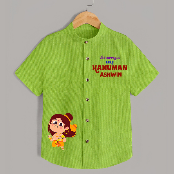 Unstoppable Like Hanuman Shirt | Personalized Baby Shirt for Hanuman Devotees - LIME GREEN - 0 - 6 Months Old (Chest 23")