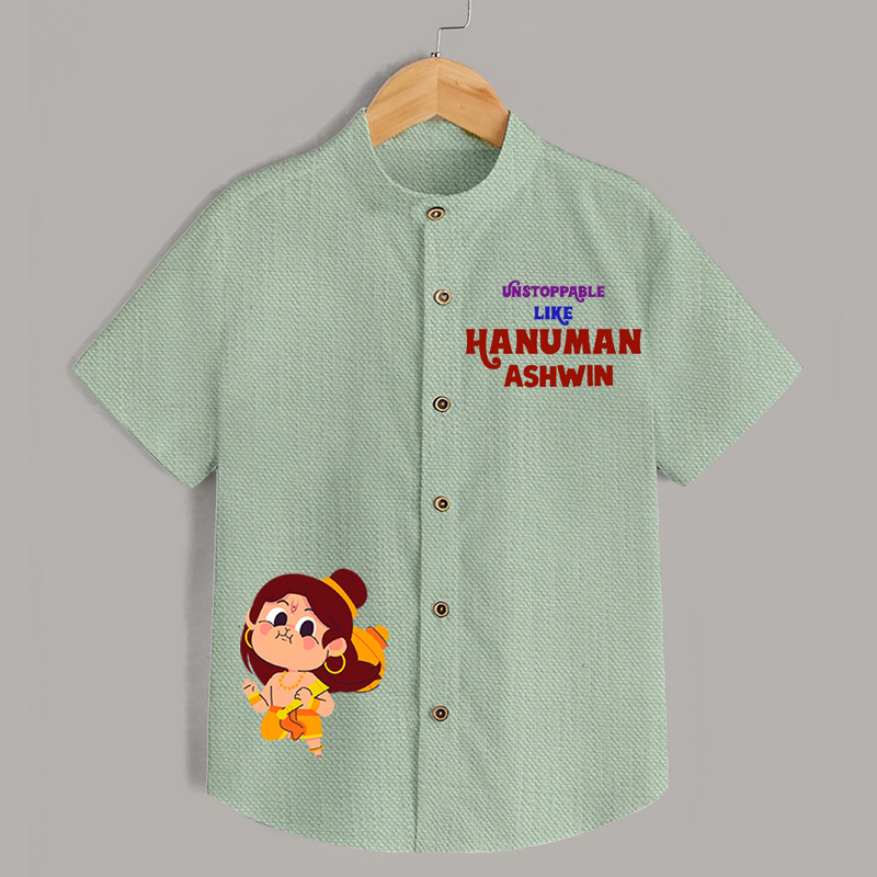 Unstoppable Like Hanuman Shirt | Personalized Baby Shirt for Hanuman Devotees - MINT GREEN - 0 - 6 Months Old (Chest 23")