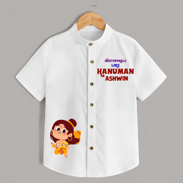 Unstoppable Like Hanuman Shirt | Personalized Baby Shirt for Hanuman Devotees - WHITE - 0 - 6 Months Old (Chest 23")