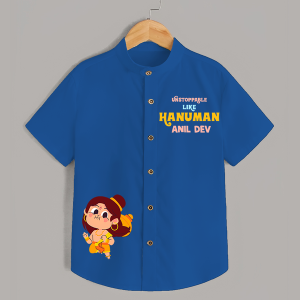 Unstoppable Like Hanuman Shirt | Personalized Baby Shirt for Hanuman Devotees - COBALT BLUE - 0 - 6 Months Old (Chest 23")