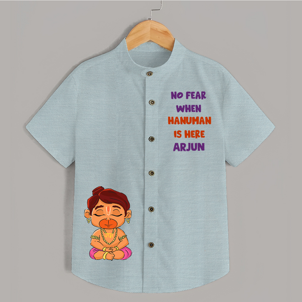 No Fear When Hanuman Is Here Shirt | Custom Baby Shirt for Hanuman Worship - ARCTIC BLUE - 0 - 6 Months Old (Chest 23")
