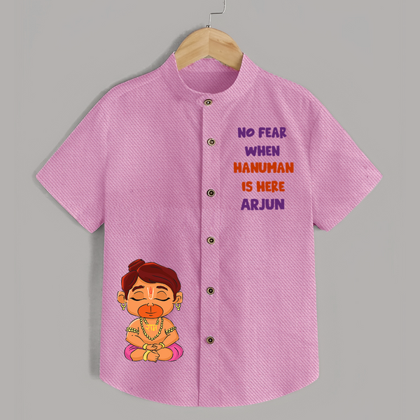 No Fear When Hanuman Is Here Shirt | Custom Baby Shirt for Hanuman Worship - BABY PINK - 0 - 6 Months Old (Chest 23")