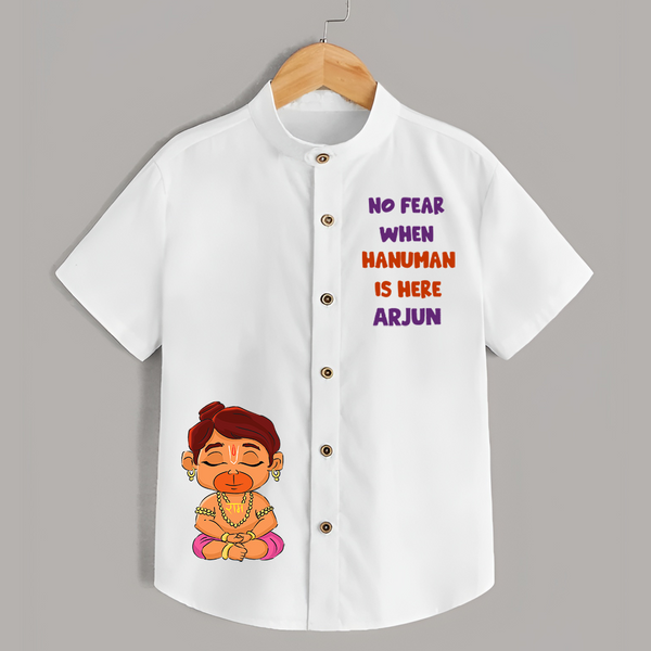 No Fear When Hanuman Is Here Shirt | Custom Baby Shirt for Hanuman Worship - WHITE - 0 - 6 Months Old (Chest 23")