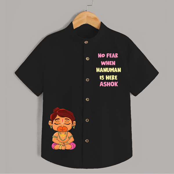 No Fear When Hanuman Is Here Shirt | Custom Baby Shirt for Hanuman Worship - BLACK - 0 - 6 Months Old (Chest 23")