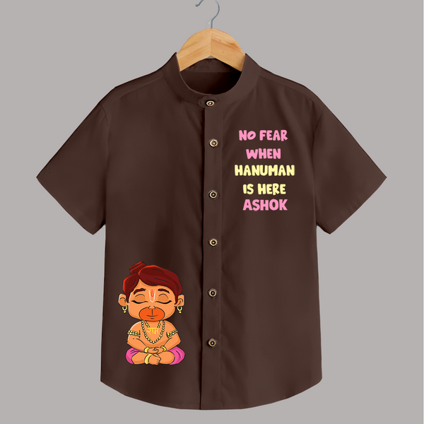 No Fear When Hanuman Is Here Shirt | Custom Baby Shirt for Hanuman Worship - CHOCOLATE BROWN - 0 - 6 Months Old (Chest 23")