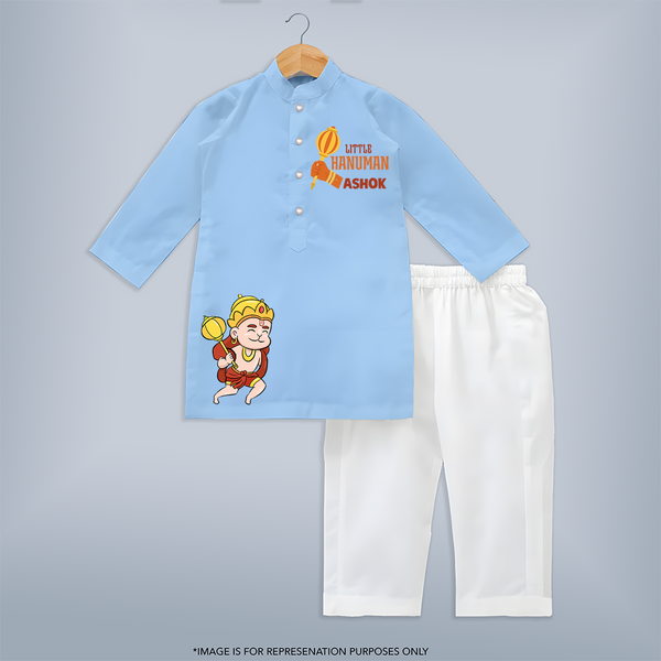 Little Hanuman Shirt | Personalized Kurta Set for Hanuman - BABY BLUE - 3 - 6 Months Old (Chest 24", Kurta Length 14'', Waist 19", Pant Length 14")