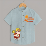 Cute Little Hanuman Custom Name   Shirt - ARCTIC BLUE - 0 - 6 Months Old (Chest 23")