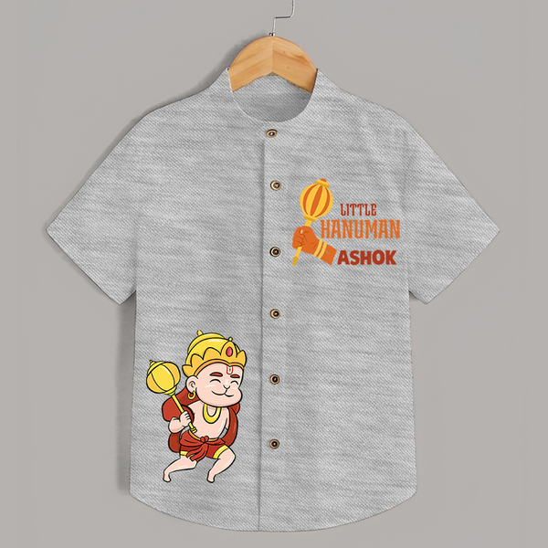 Cute Little Hanuman Custom Name   Shirt - GREY - 0 - 6 Months Old (Chest 23")