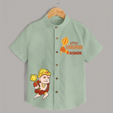 Cute Little Hanuman Custom Name   Shirt - MINT GREEN - 0 - 6 Months Old (Chest 23")