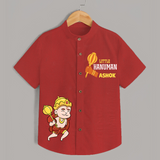 Cute Little Hanuman Custom Name   Shirt - RED - 0 - 6 Months Old (Chest 23")