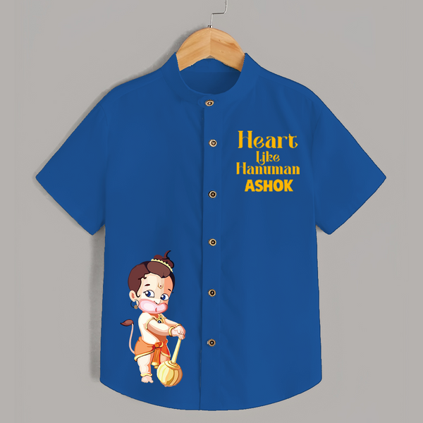 Heart Like Hanuman Shirt | Custom Baby Shirt for Hanuman Devotion - COBALT BLUE - 0 - 6 Months Old (Chest 23")