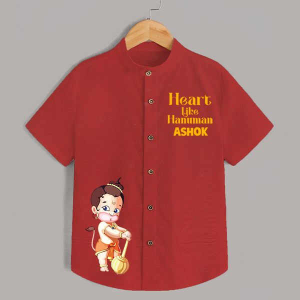 Heart Like Hanuman – Personalized   Shirt - RED - 0 - 6 Months Old (Chest 23")