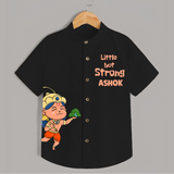 Little but Strong – Personalized   Shirt - BLACK - 0 - 6 Months Old (Chest 23")