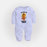 Blessed by Hanuman – Personalized Baby Fullbody Suit - BABY BLUE - New Born (Chest 7.5")