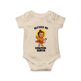 Blessed by Hanuman – Personalized Baby Romper - IVORY - New Born (Chest 14")