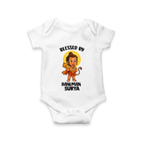 Blessed by Hanuman – Personalized Baby Romper - WHITE - New Born (Chest 14")