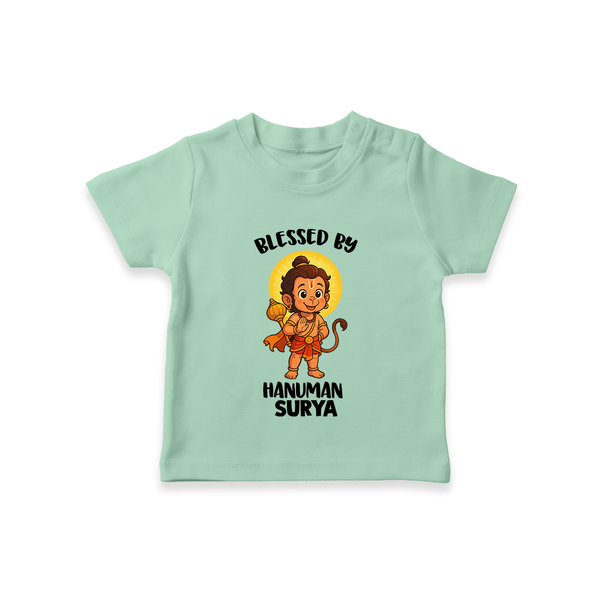 Blessed by Hanuman – Personalized Baby T-Shirt - MINT GREEN - 0-5 Months Old (Chest 17")