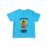 Blessed by Hanuman – Personalized Baby T-Shirt - SKY BLUE - 0-5 Months Old (Chest 17")
