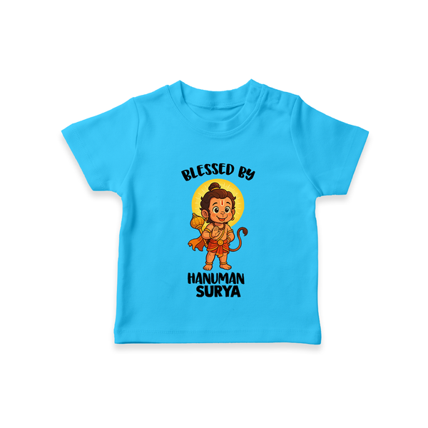Blessed by Hanuman – Personalized Baby T-Shirt - SKY BLUE - 0-5 Months Old (Chest 17")