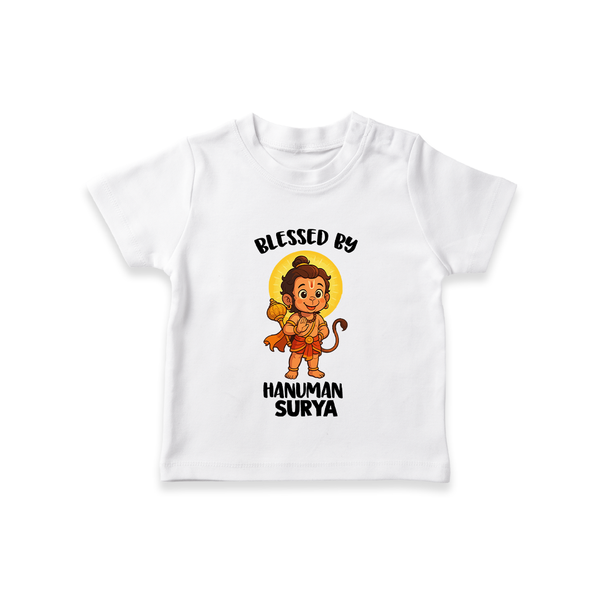 Blessed by Hanuman – Personalized Baby T-Shirt - WHITE - 0-5 Months Old (Chest 17")