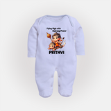 Flying High with Bajrang Power – Personalized Baby Fullbody Suit - BABY BLUE - New Born (Chest 7.5")