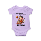 Flying High with Bajrang Power – Personalized Baby Romper - LILAC - New Born (Chest 14")