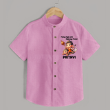 Flying High with Bajrang Power – Personalized   Shirt - BABY PINK - 0 - 6 Months Old (Chest 23")