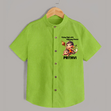 Flying High with Bajrang Power – Personalized   Shirt - LIME GREEN - 0 - 6 Months Old (Chest 23")