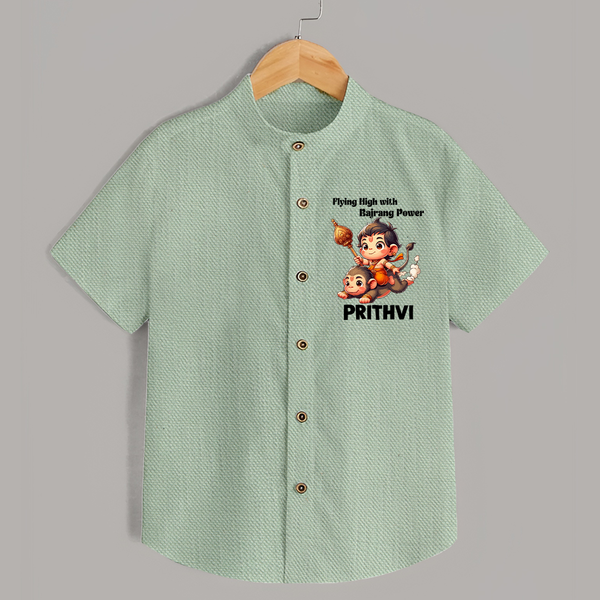 Flying High with Bajrang Power – Personalized   Shirt - MINT GREEN - 0 - 6 Months Old (Chest 23")