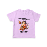 Flying High with Bajrang Power – Personalized Baby T-Shirt - LILAC - 0-5 Months Old (Chest 17")