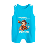 Flying High with Bajrang Power – Personalized Baby Romper Suit - SKY BLUE - New Born (Chest 18")