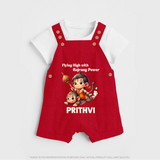 Flying High with Bajrang Power – Personalized Baby Dungaree - RED - 0 - 5 Months Old (Chest 18")