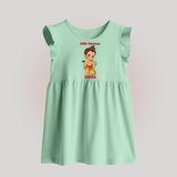 Bal Hanuman Inspired   Baby Frock - MINT GREEN - 0 - 3 Months Old (Chest 17")