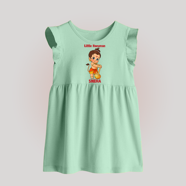 Bal Hanuman Inspired   Baby Frock - MINT GREEN - 0 - 3 Months Old (Chest 17")